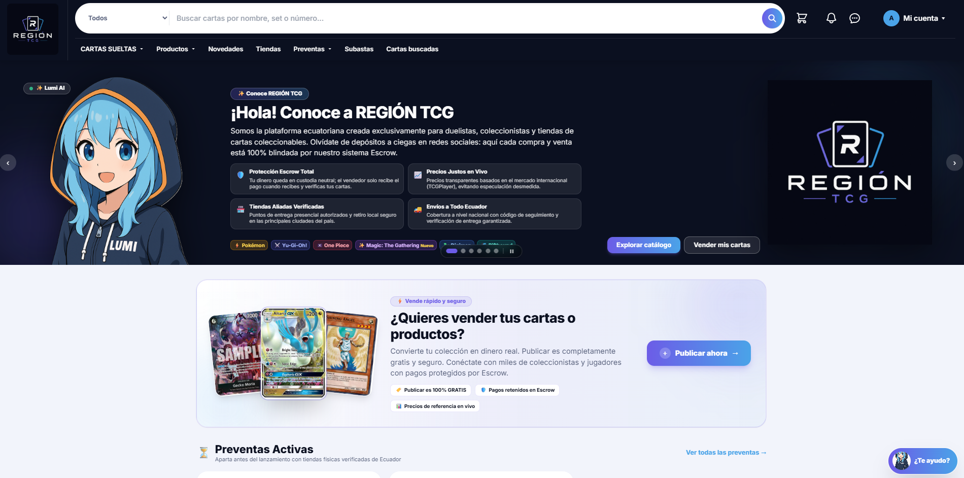 Plataforma Marketplace Transaccional REGIÓN TCG
